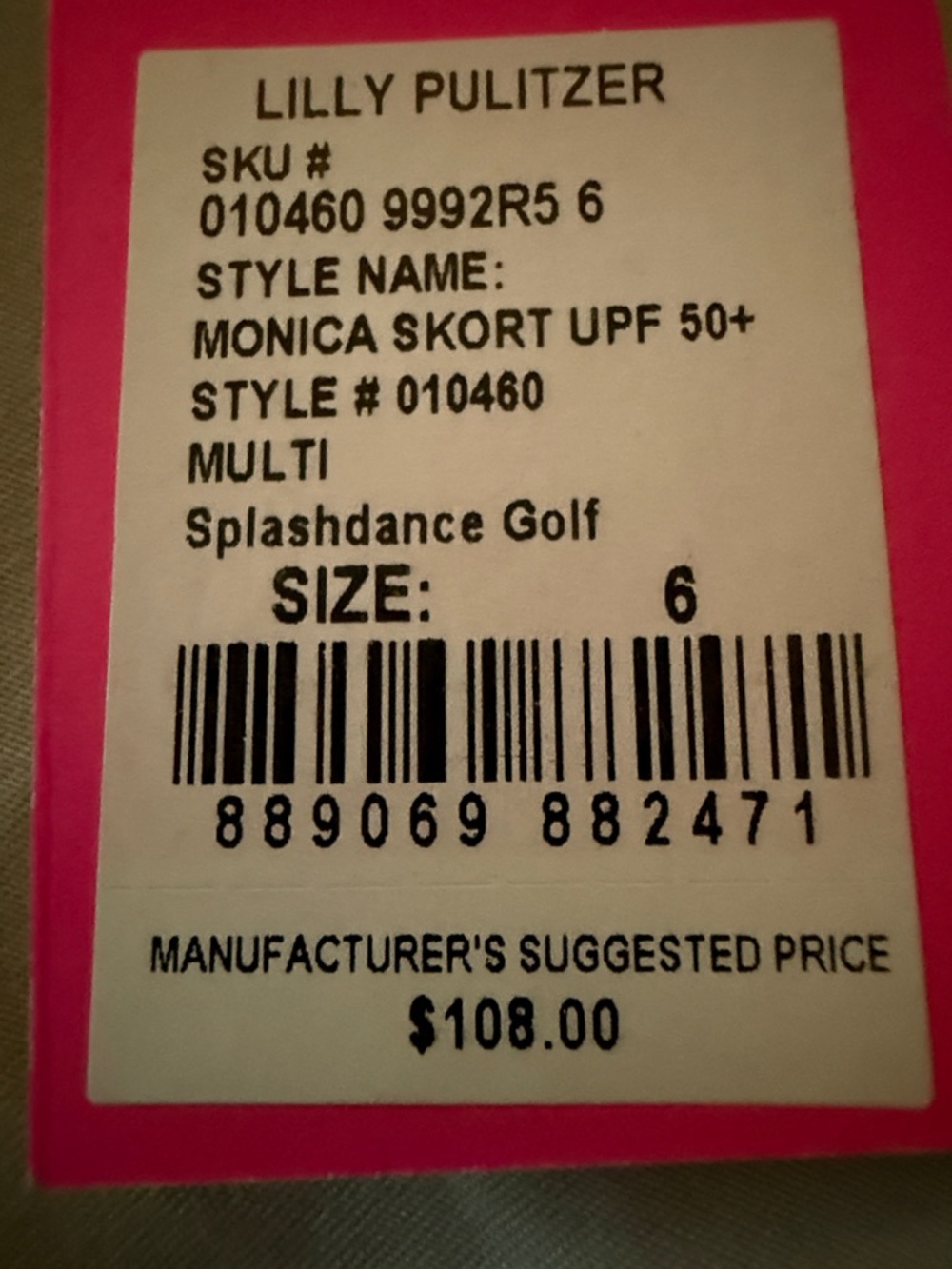 Lilly Pulitzer Monica Skort Multi Splashdance Size 6 EUC - Picture 8 of 8